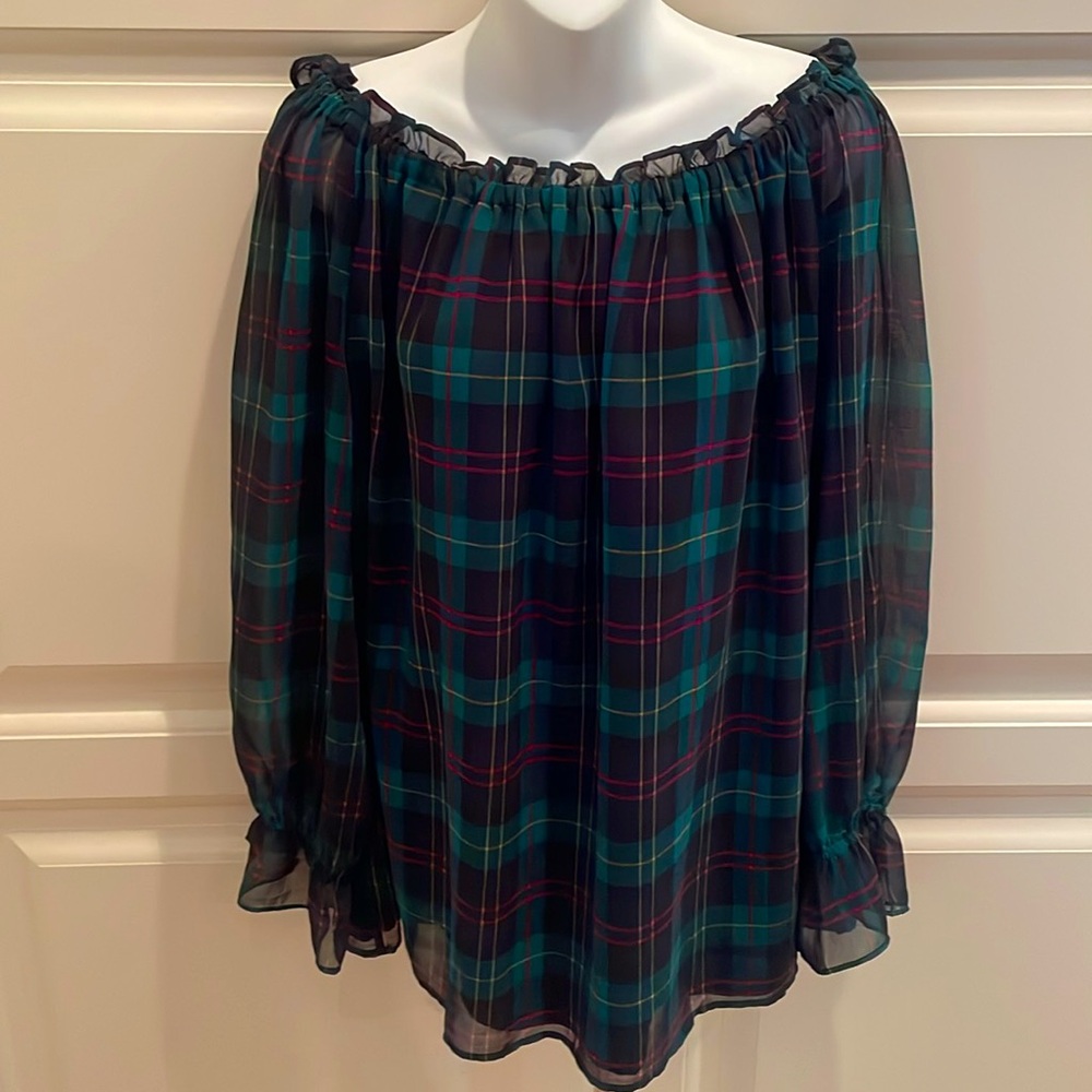 Talbots Multicolor Plaid Ruffle Blouse - Picture 4 of 8
